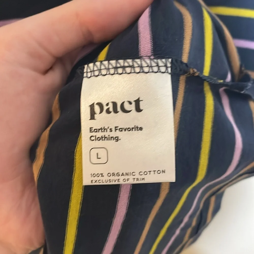 SOLD Pact Softspun Tee T-Shirt Dress Short Sleeve Casual Multicolor Stripe Large - Picture 8 of 14